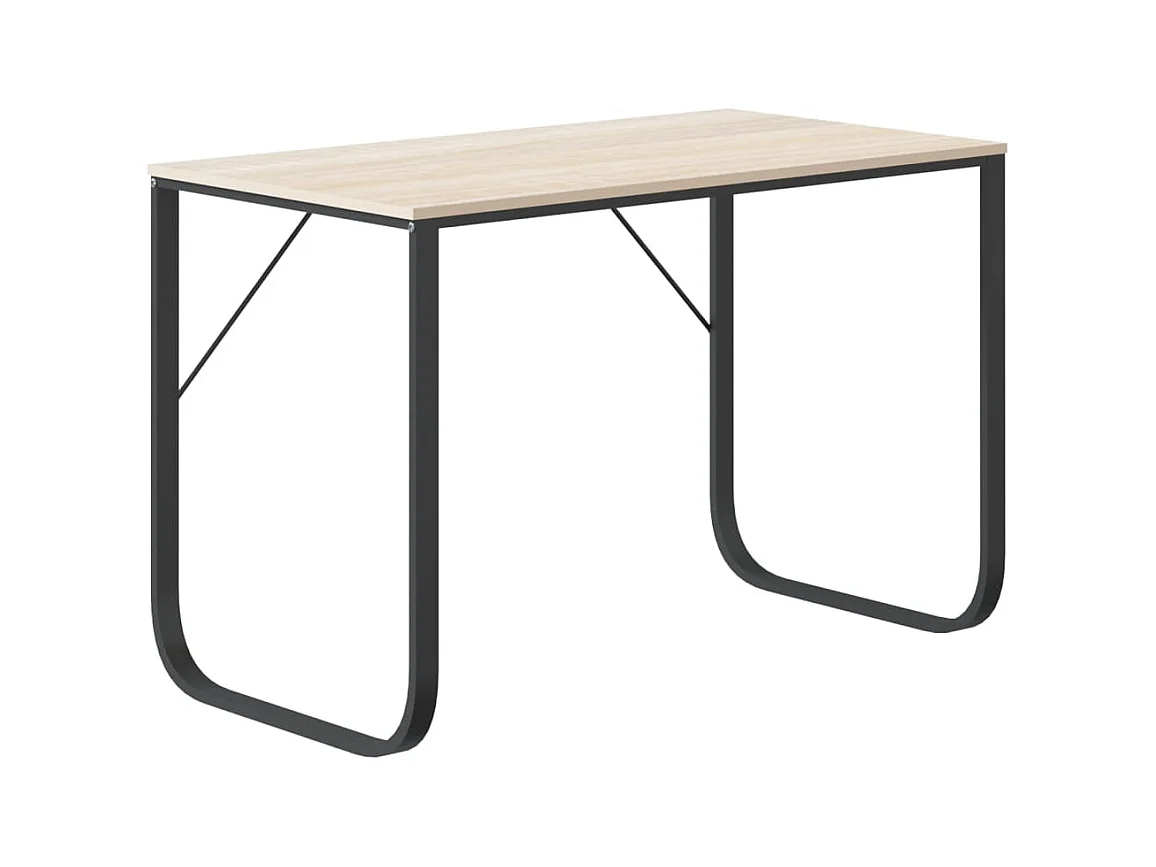 Zwart en eiken computerbureau 110x60x73 cm Spaanplaat