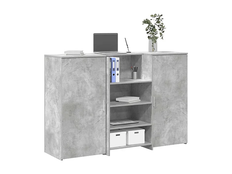 Bureau de réception gris béton 155x50x103,5cm bois d'ingénierie