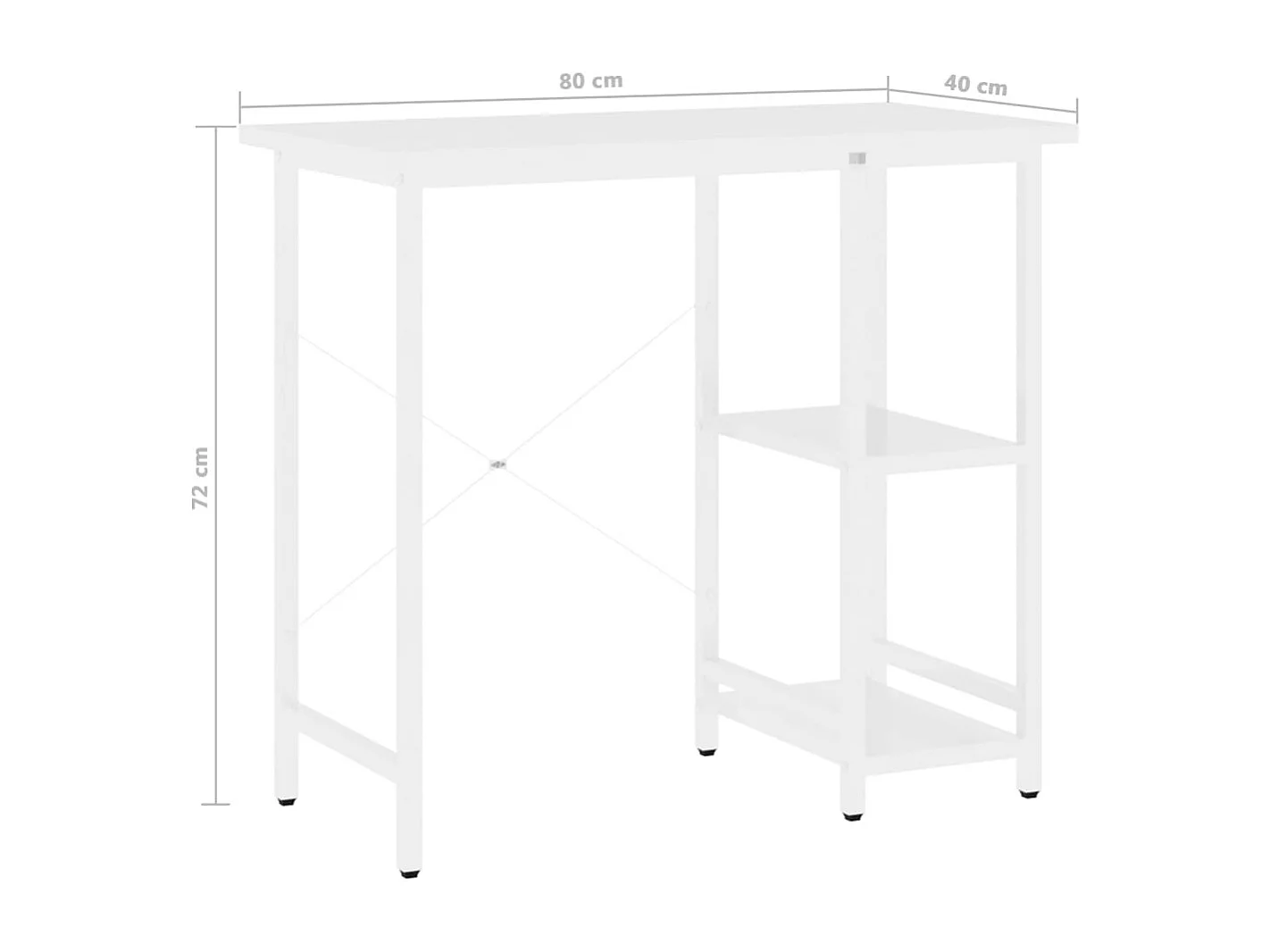 Scrivania bianca per computer 80x40x72 cm MDF e metallo
