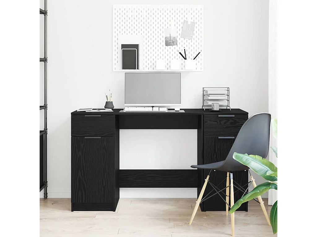 Scrivania in rovere nero 133 x 50 x 75 cm in legno ingegnerizzato