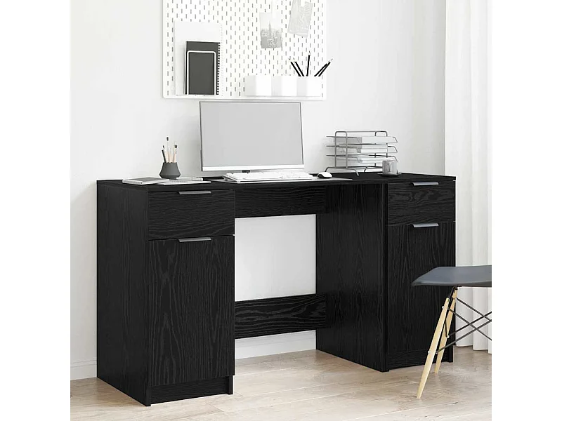 Scrivania in rovere nero 133 x 50 x 75 cm in legno ingegnerizzato