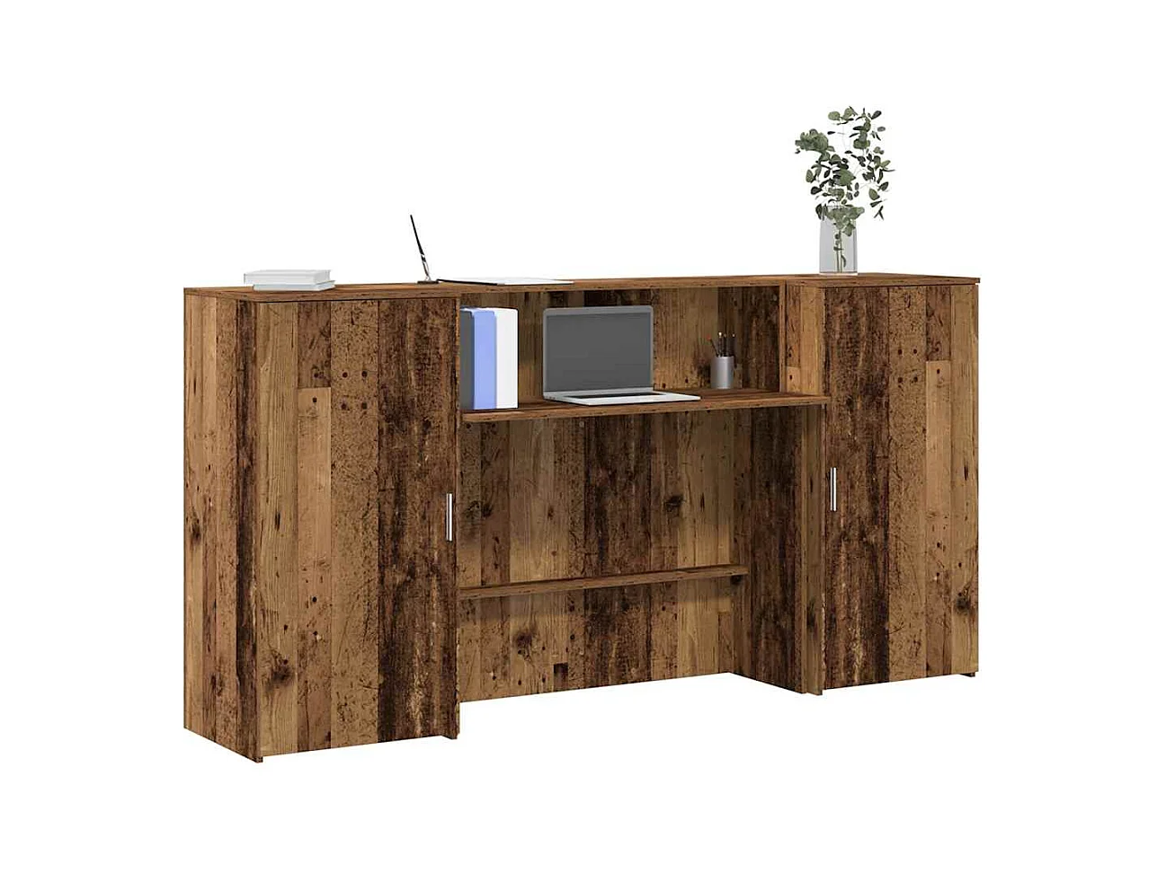 Bureau de réception vieux bois 200x50x103,5cm bois d'ingénierie