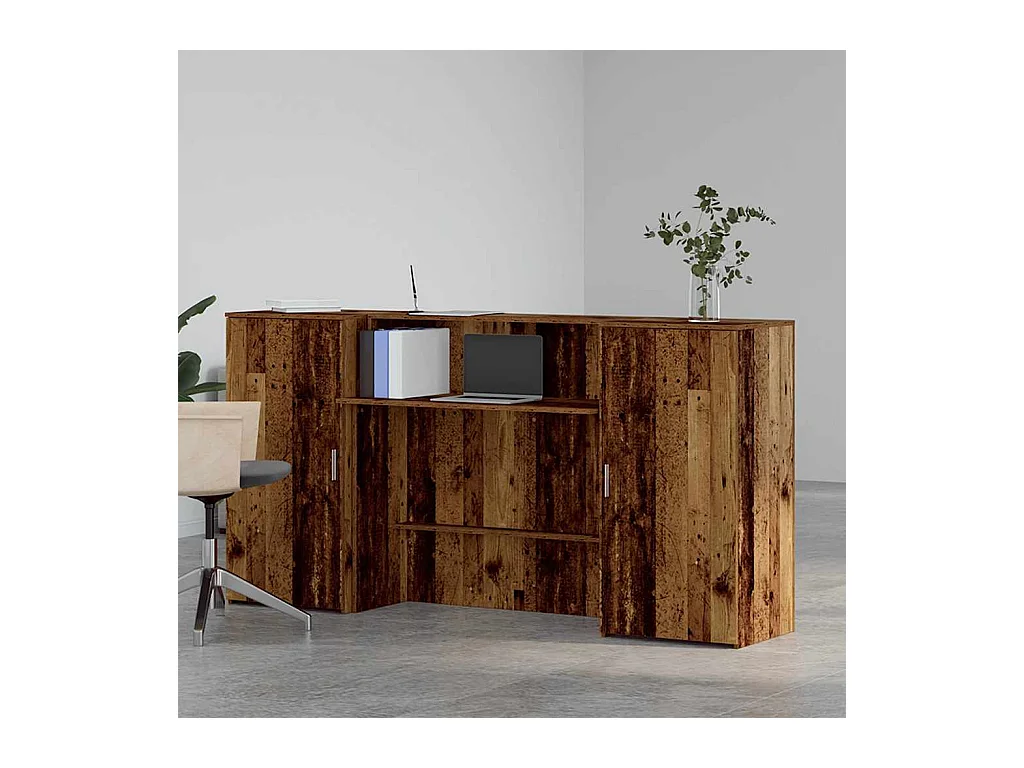 Bureau de réception vieux bois 200x50x103,5cm bois d'ingénierie