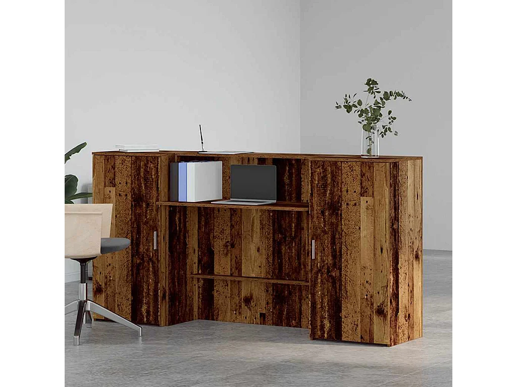 Bureau de réception vieux bois 200x50x103,5cm bois d'ingénierie