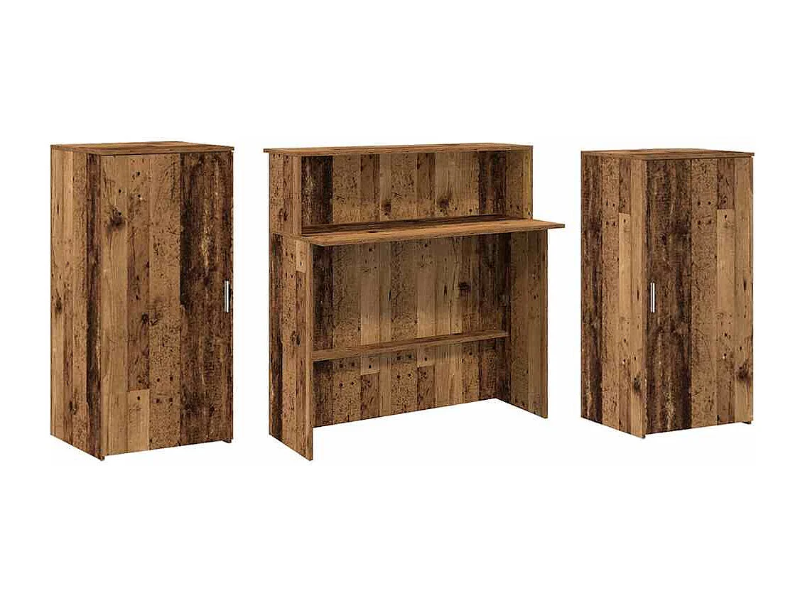 Bureau de réception vieux bois 200x50x103,5cm bois d'ingénierie