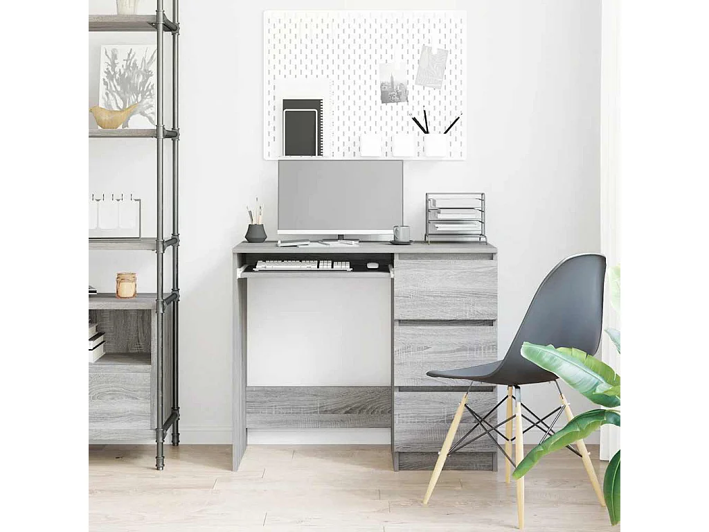 Escritorio Sonoma Gris 90x45x76 cm Madera de Ingeniería