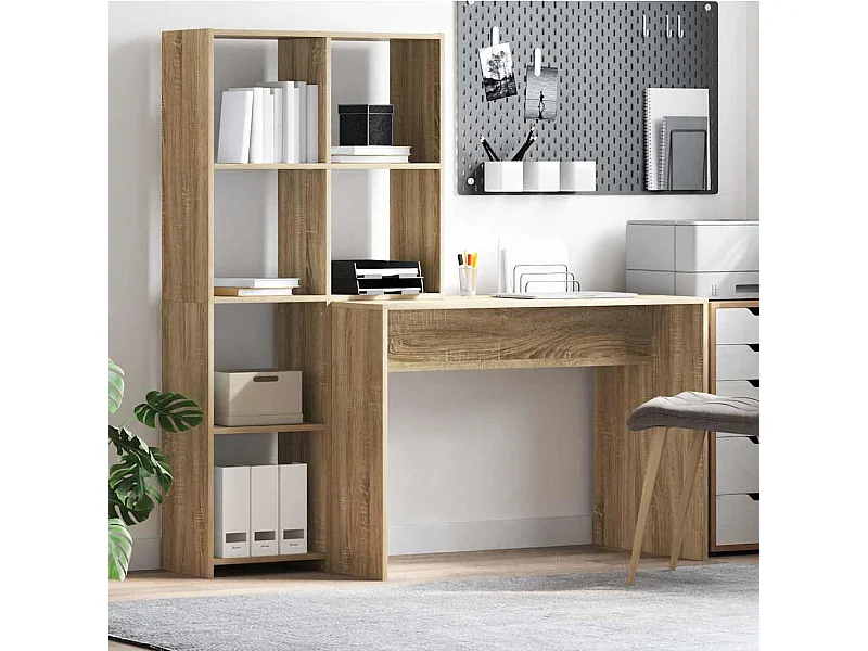 Bureau Chêne sonoma 138.5 x 55 x 143 cm Bois d'ingénierie