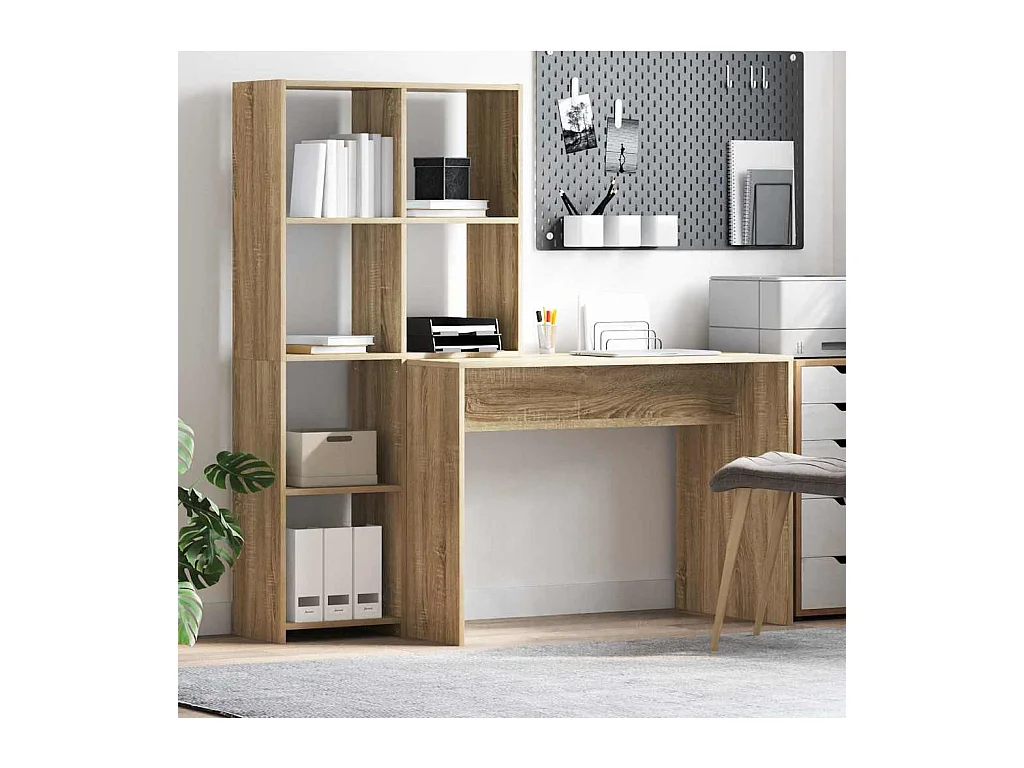 Bureau Chêne sonoma 138.5 x 55 x 143 cm Bois d'ingénierie