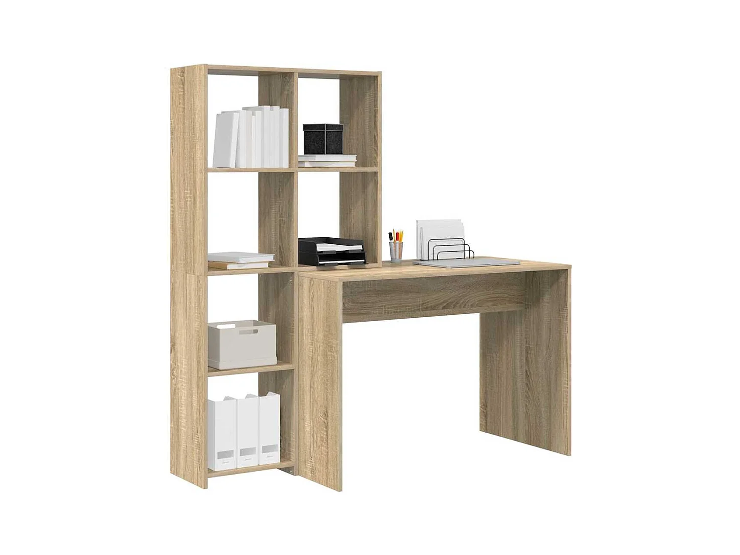 Bureau Chêne sonoma 138.5 x 55 x 143 cm Bois d'ingénierie