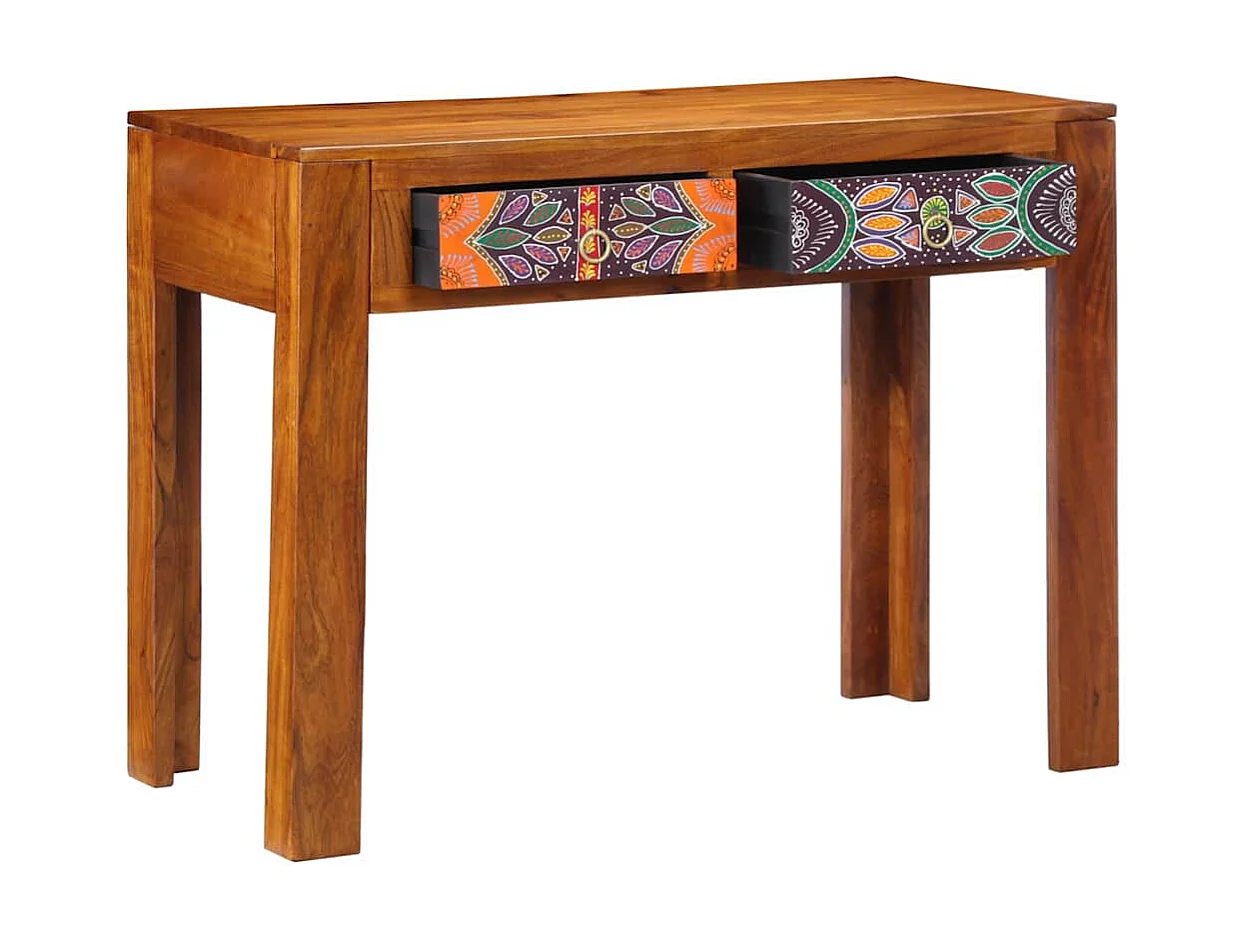 Escritorio con cajón Marrón 100 x 50 x 75 cm Madera maciza de acacia