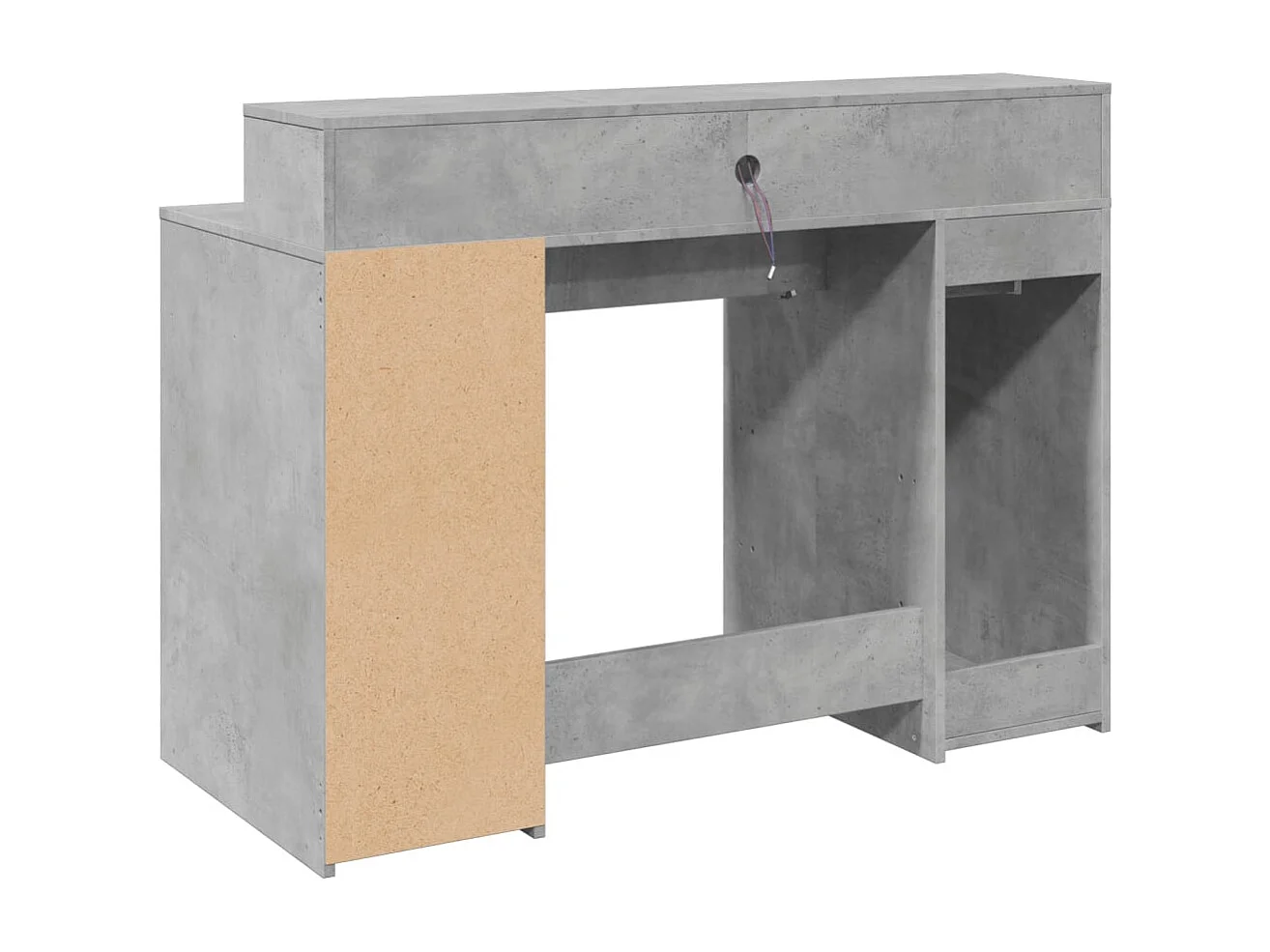 Scrivania grigio cemento e luci a LED 120x55x91cm in legno ingegnerizzato