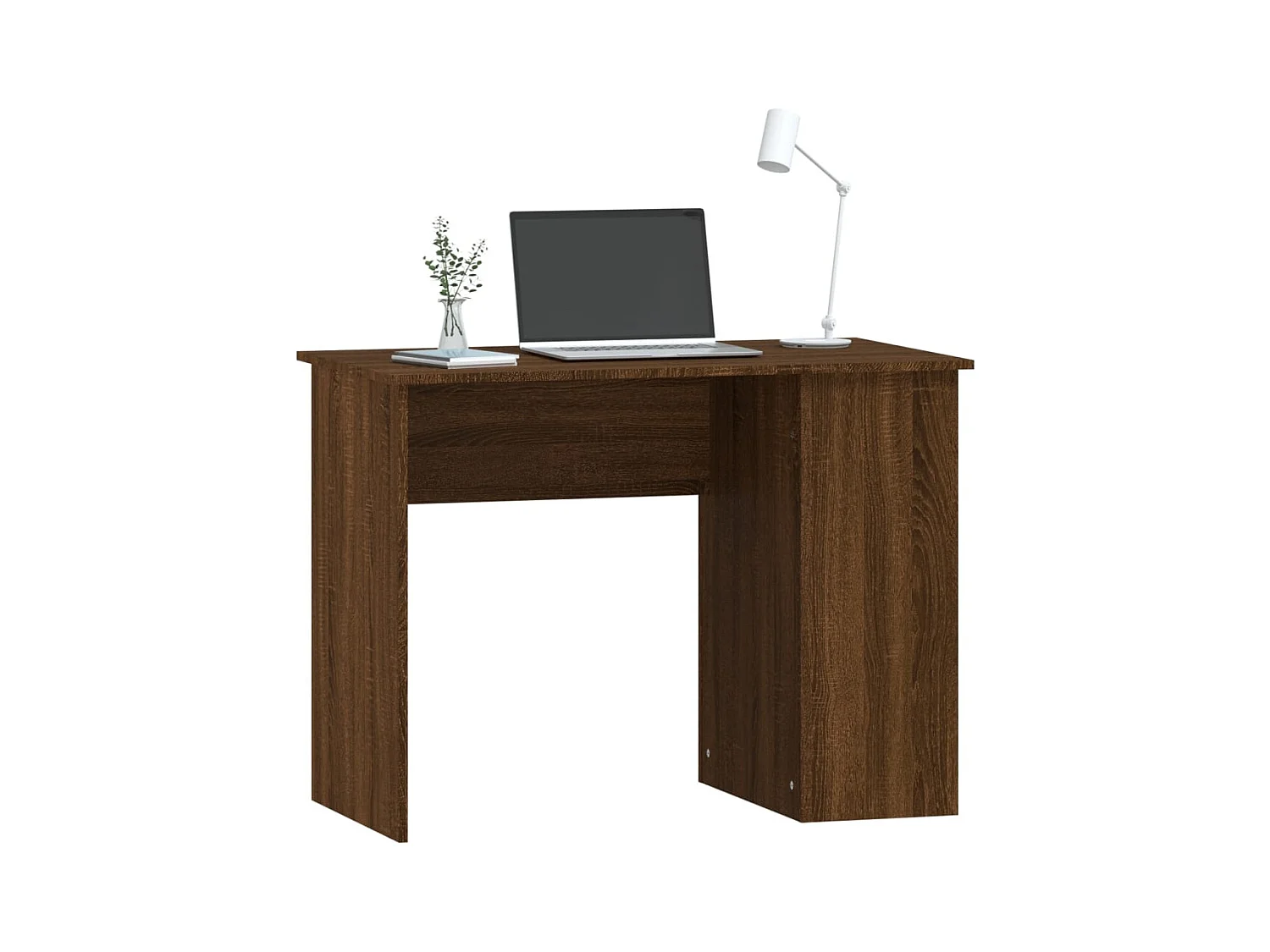 Bruin eiken bureau 100x55x75 cm bewerkt hout