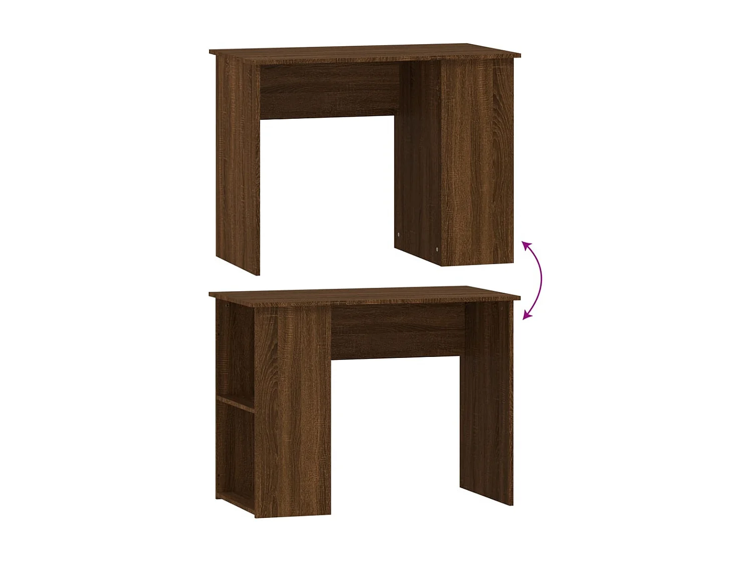 Bruin eiken bureau 100x55x75 cm bewerkt hout