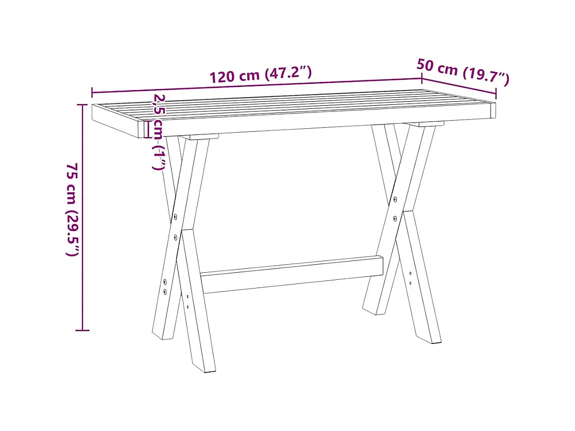 Bureau NOAIN pieds en forme de X 120x50x75 cm bois massif pin
