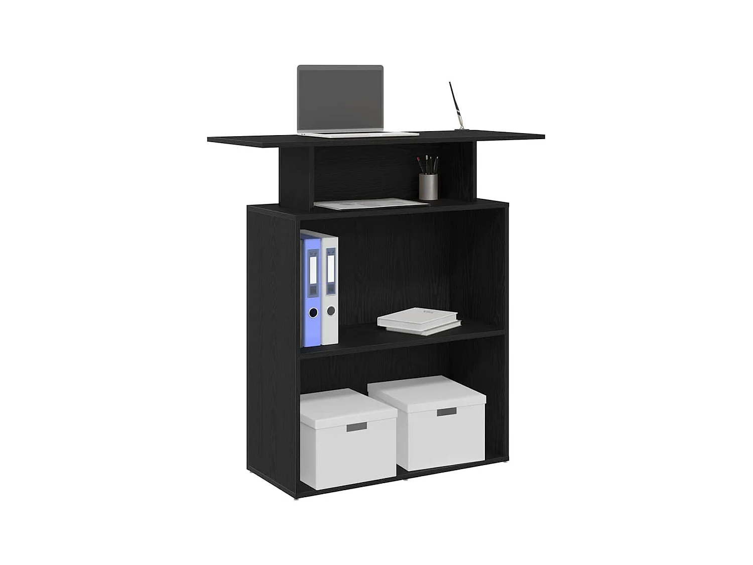 Bureau de réception noir 100x40x104 cm bois d'ingénierie