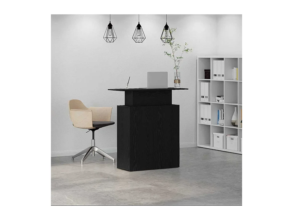 Bureau de réception noir 100x40x104 cm bois d'ingénierie