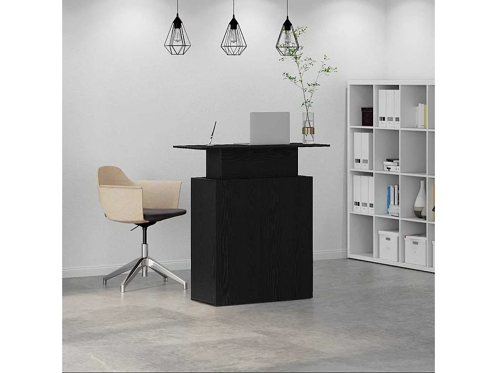 Bureau de réception noir 100x40x104 cm bois d'ingénierie
