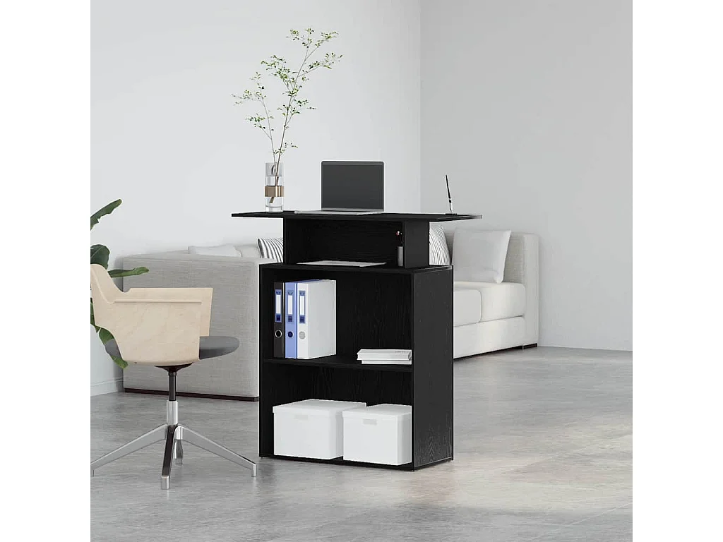 Bureau de réception noir 100x40x104 cm bois d'ingénierie