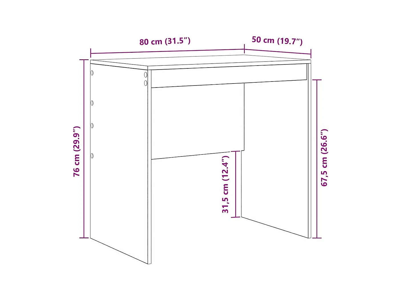 Bureau Gris béton 80 x 50 x 76 cm Bois d'ingénierie