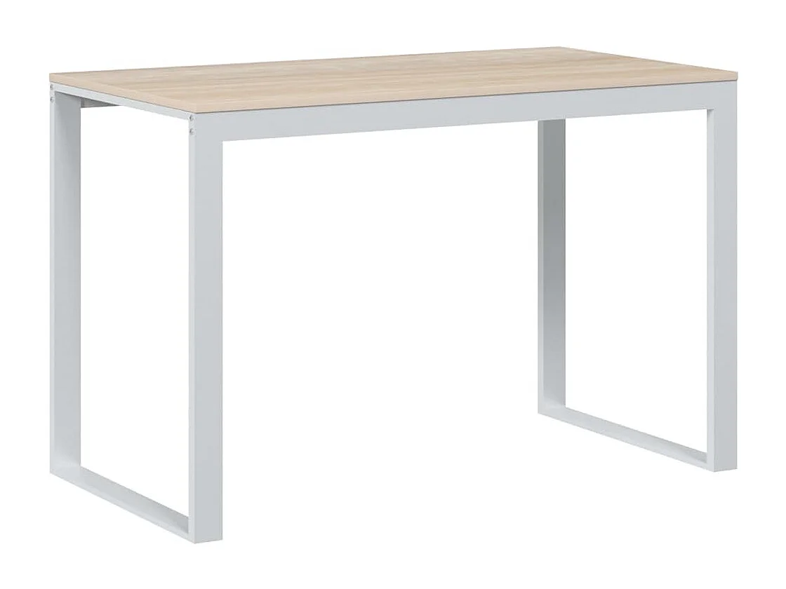 Scrivania per computer bianca e rovere 110x60x73 cm in truciolare