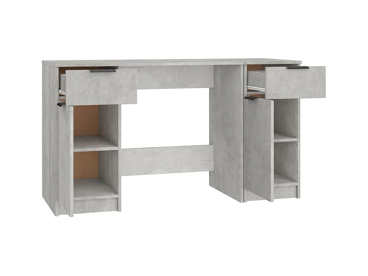Bureau met bijzetkast Betongrijs Technisch hout