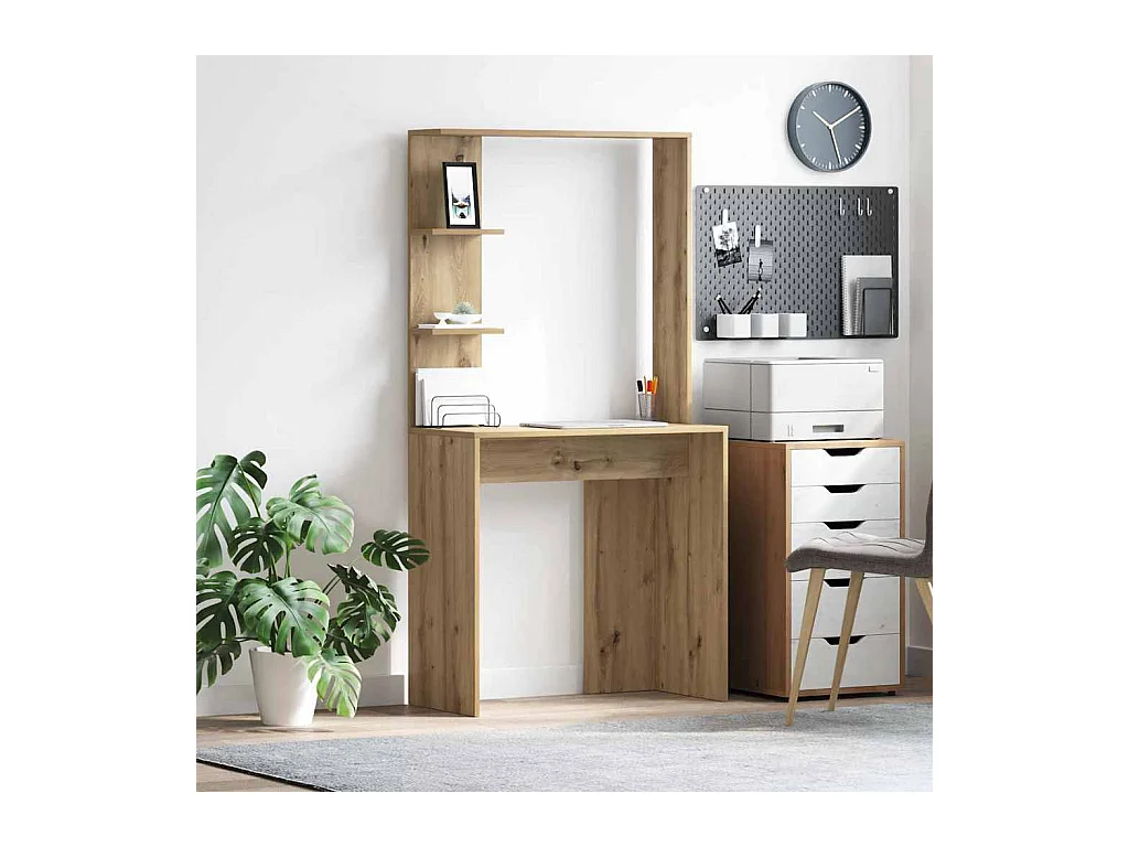 Bureau chêne artisanal 78.5 x 37 x 154.5 cm Bois d'ingénierie
