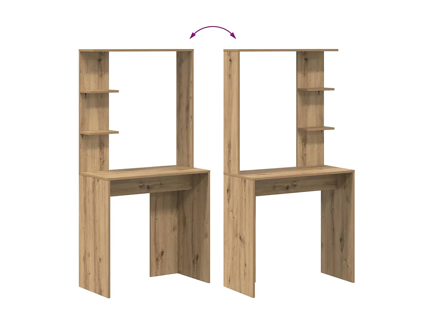 Bureau chêne artisanal 78.5 x 37 x 154.5 cm Bois d'ingénierie