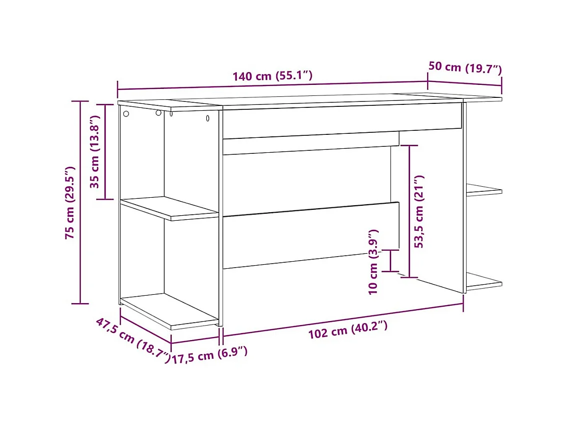 Bureau Autre chêne artisanal 140 x 50 x 75 cm Bois d'ingénierie