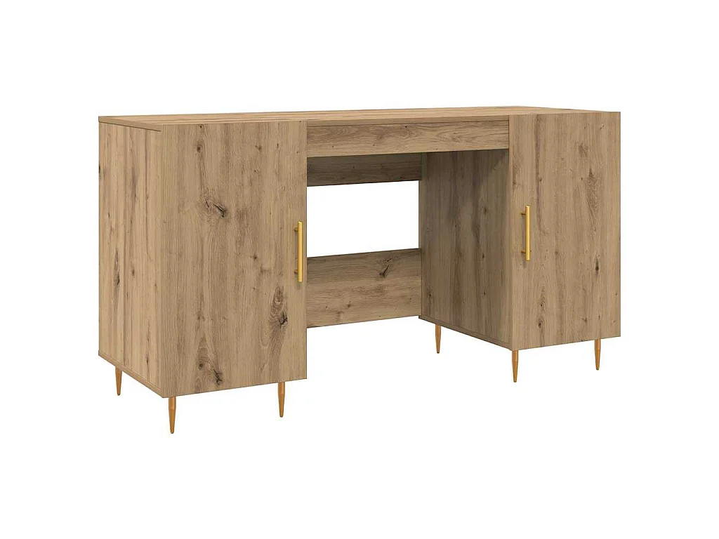 Handgefertigter Schreibtisch aus Eichenholz 140 x 50 x 75 cm Holzwerkstoff