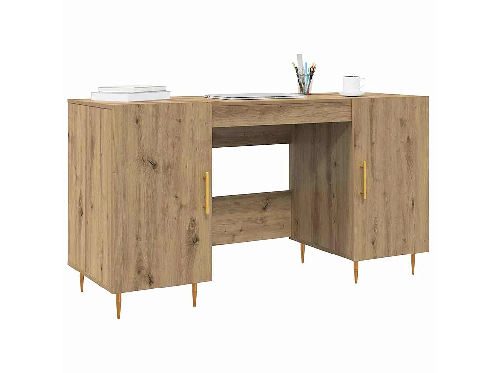 Handgefertigter Schreibtisch aus Eichenholz 140 x 50 x 75 cm Holzwerkstoff