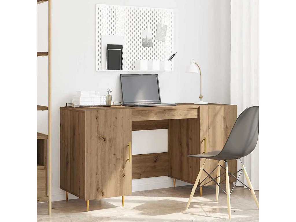 Handgefertigter Schreibtisch aus Eichenholz 140 x 50 x 75 cm Holzwerkstoff