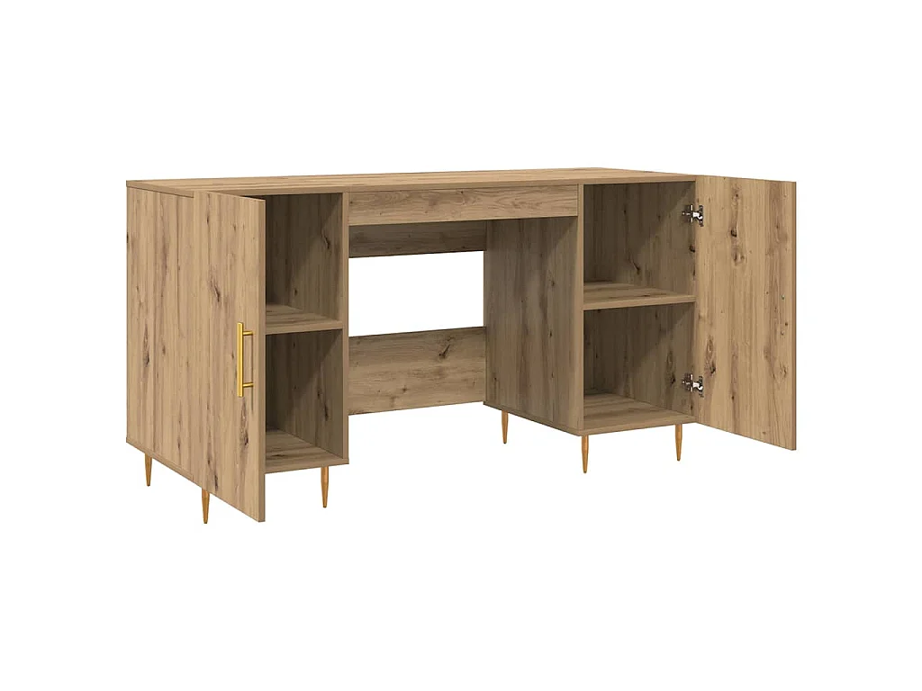 Handgefertigter Schreibtisch aus Eichenholz 140 x 50 x 75 cm Holzwerkstoff