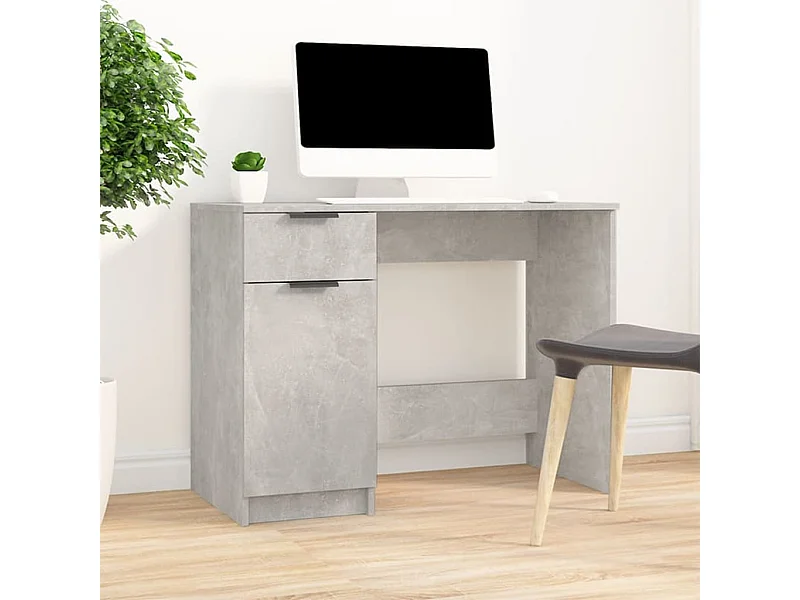 Betongrijs bureau 100x50x75 cm bewerkt hout