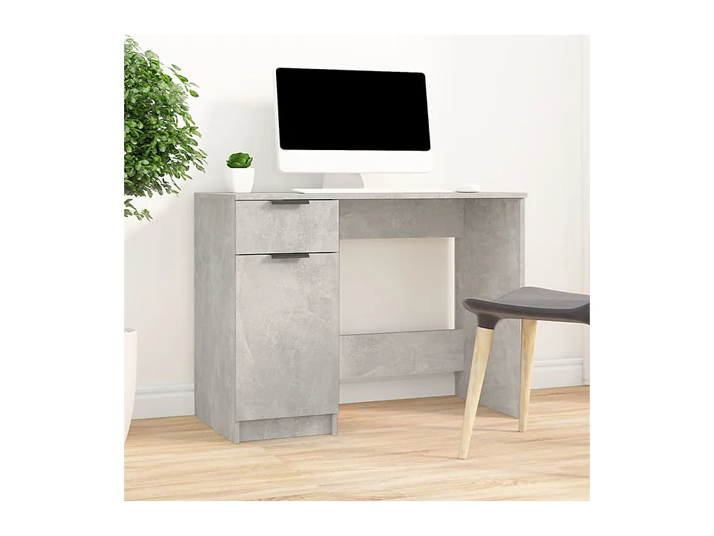 Betongrijs bureau 100x50x75 cm bewerkt hout