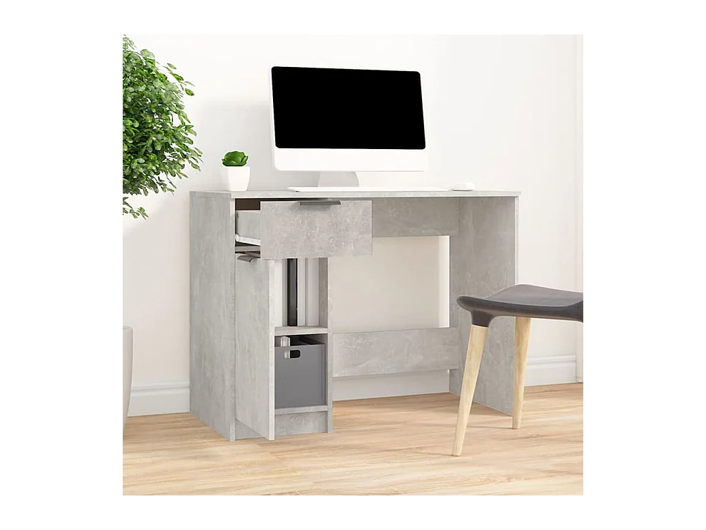 Betongrijs bureau 100x50x75 cm bewerkt hout