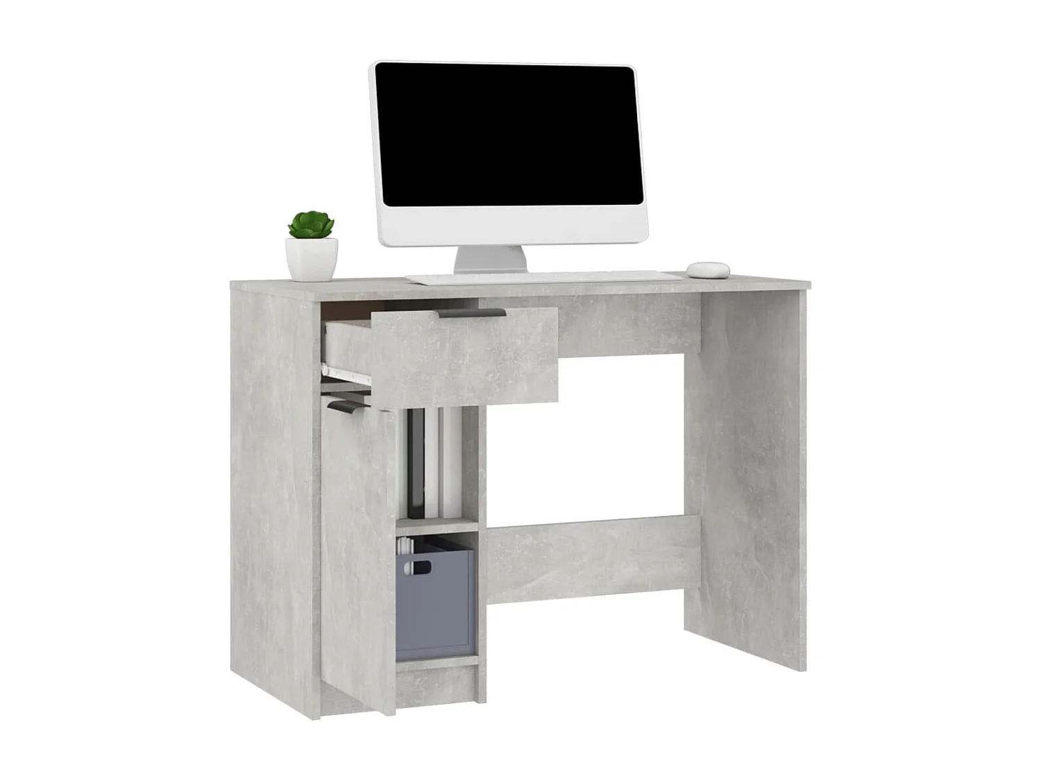 Scrivania grigio cemento 100x50x75 cm in legno ingegnerizzato