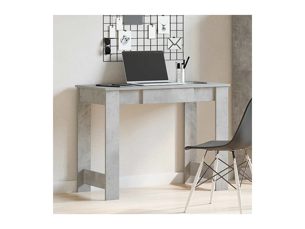 Bureau gris béton 100x45x75 cm bois d'ingénierie