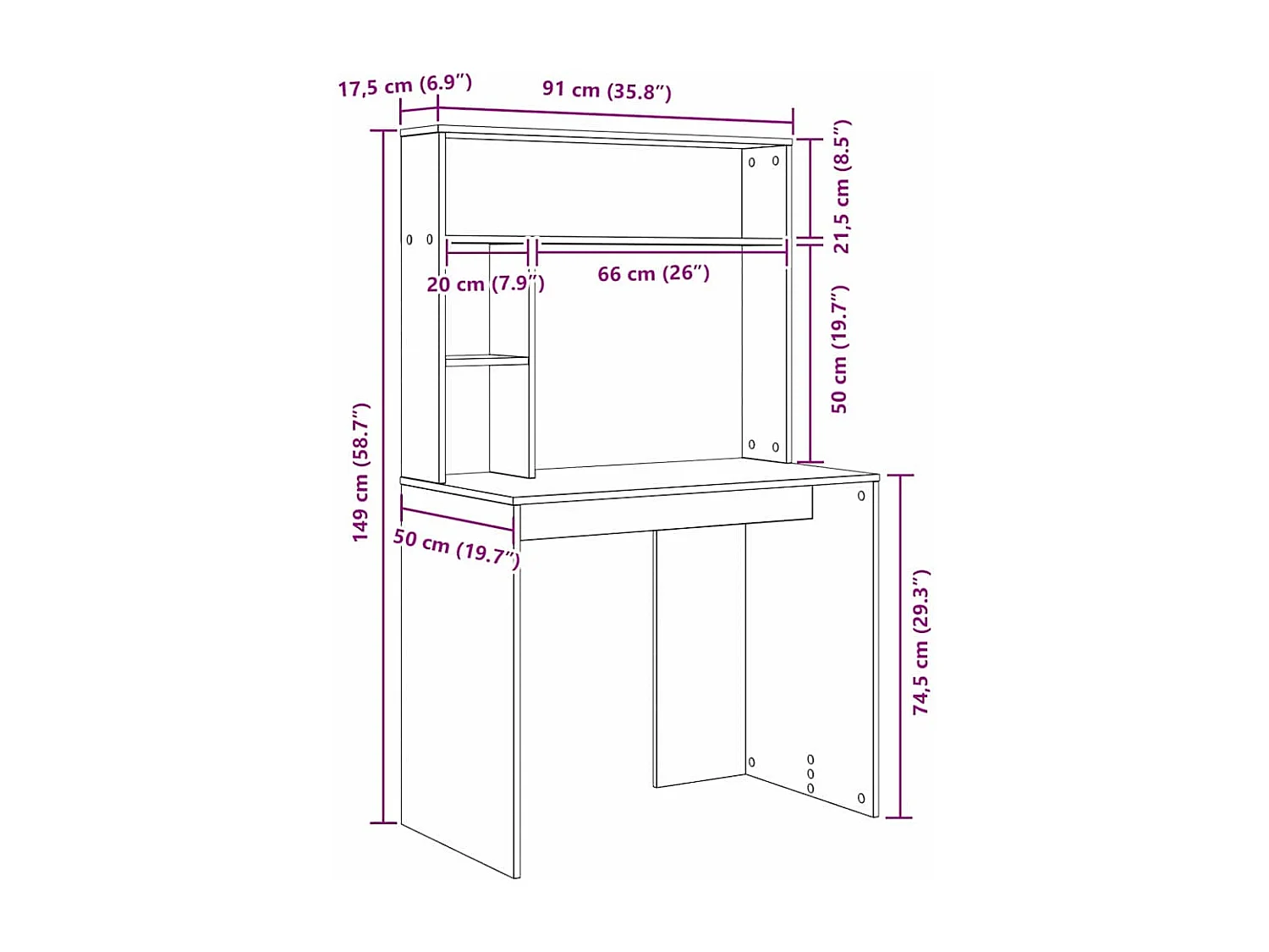 Bureau Sonoma gris 91 x 50 x 149 cm Bois d'ingénierie