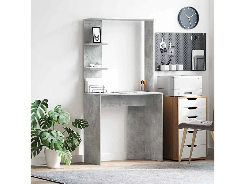 Betongrauer Schreibtisch 78,5 x 37 x 154,5 cm, Holzwerkstoff