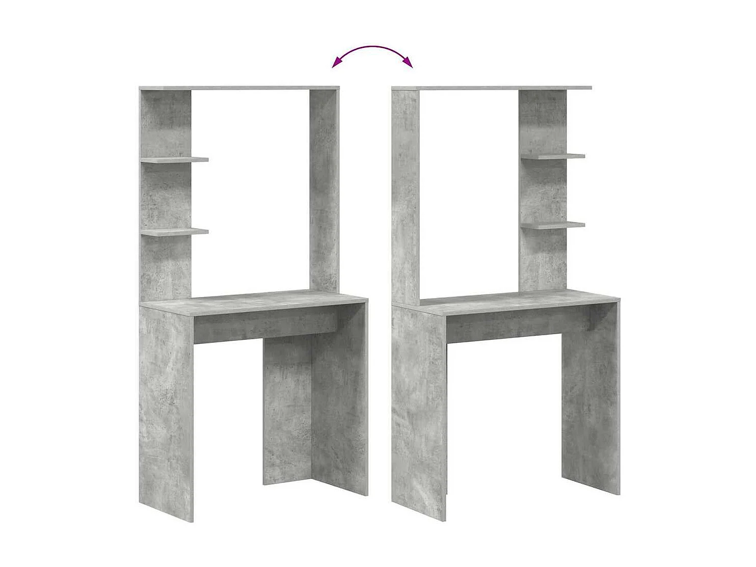 Bureau Gris béton 78.5 x 37 x 154.5 cm Bois d'ingénierie