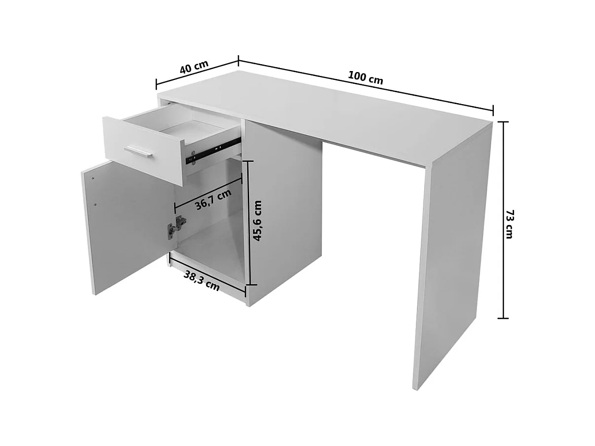 Escritorio con cajón y armario 100x40x73 cm Blanco