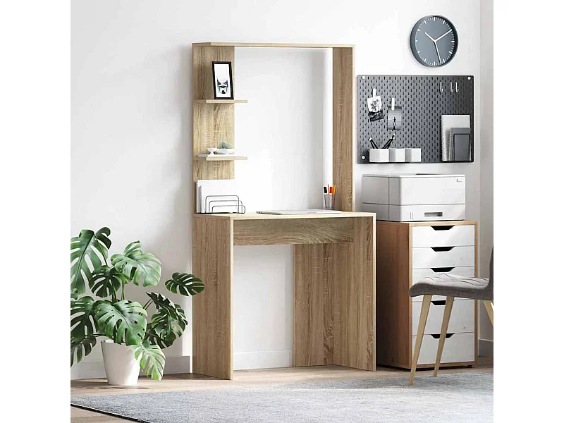 Schreibtisch aus Sonoma-Eiche, 78,5 x 37 x 154,5 cm, Holzwerkstoff