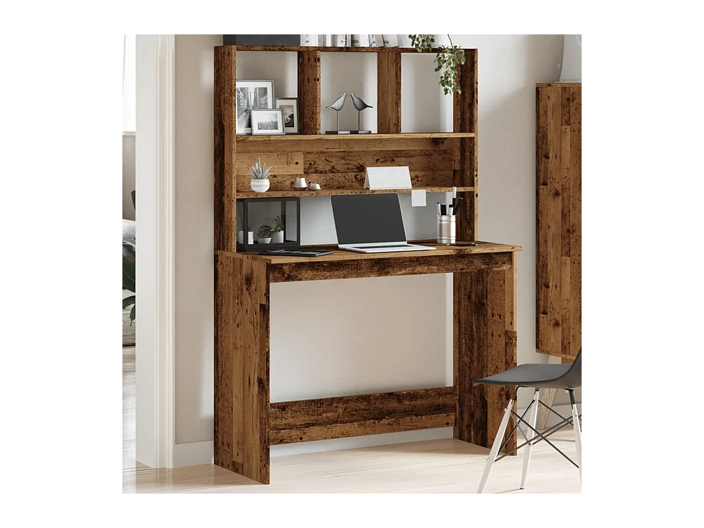 Escritorio con estantes madera vieja 102x45x148 cm madera de ingeniería