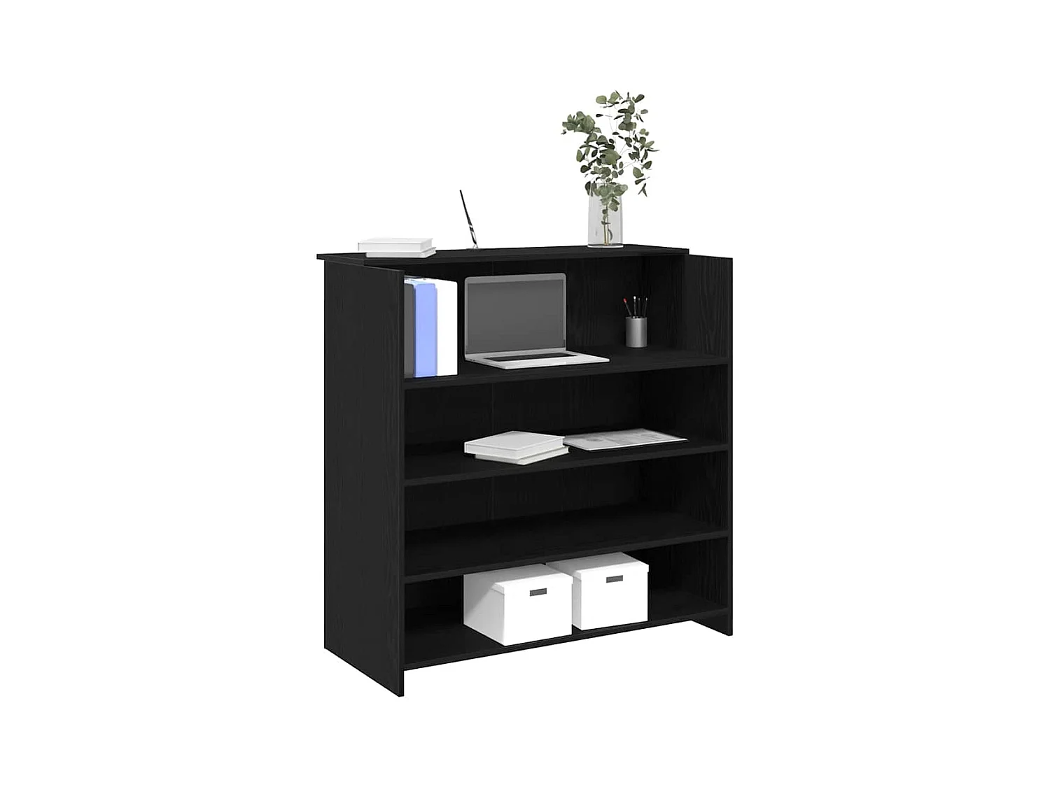 Bureau de réception chêne noir 100x50x103,5cm bois d'ingénierie