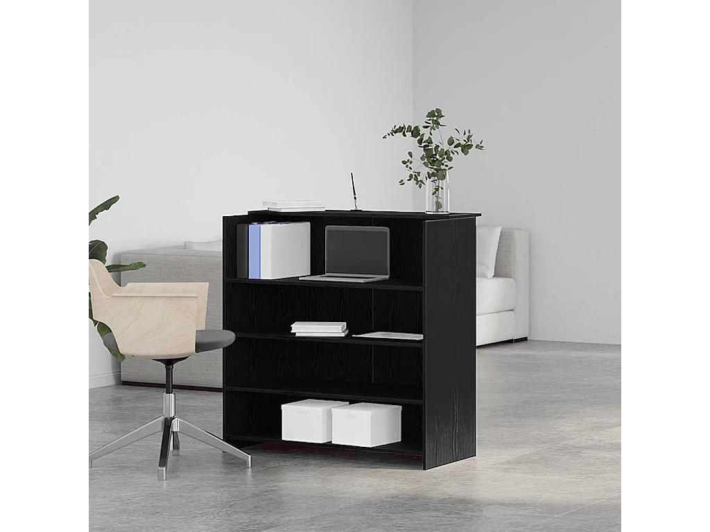 Bureau de réception chêne noir 100x50x103,5cm bois d'ingénierie