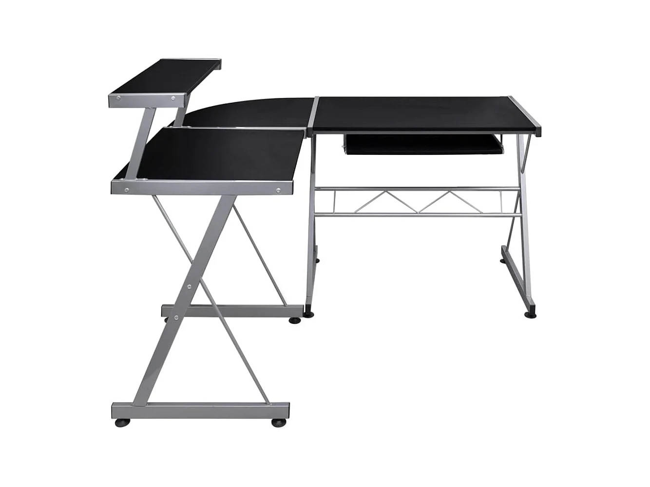 Schwarzer Eck-Computertisch 132 x 112 x 99 cm, Holzwerkstoff