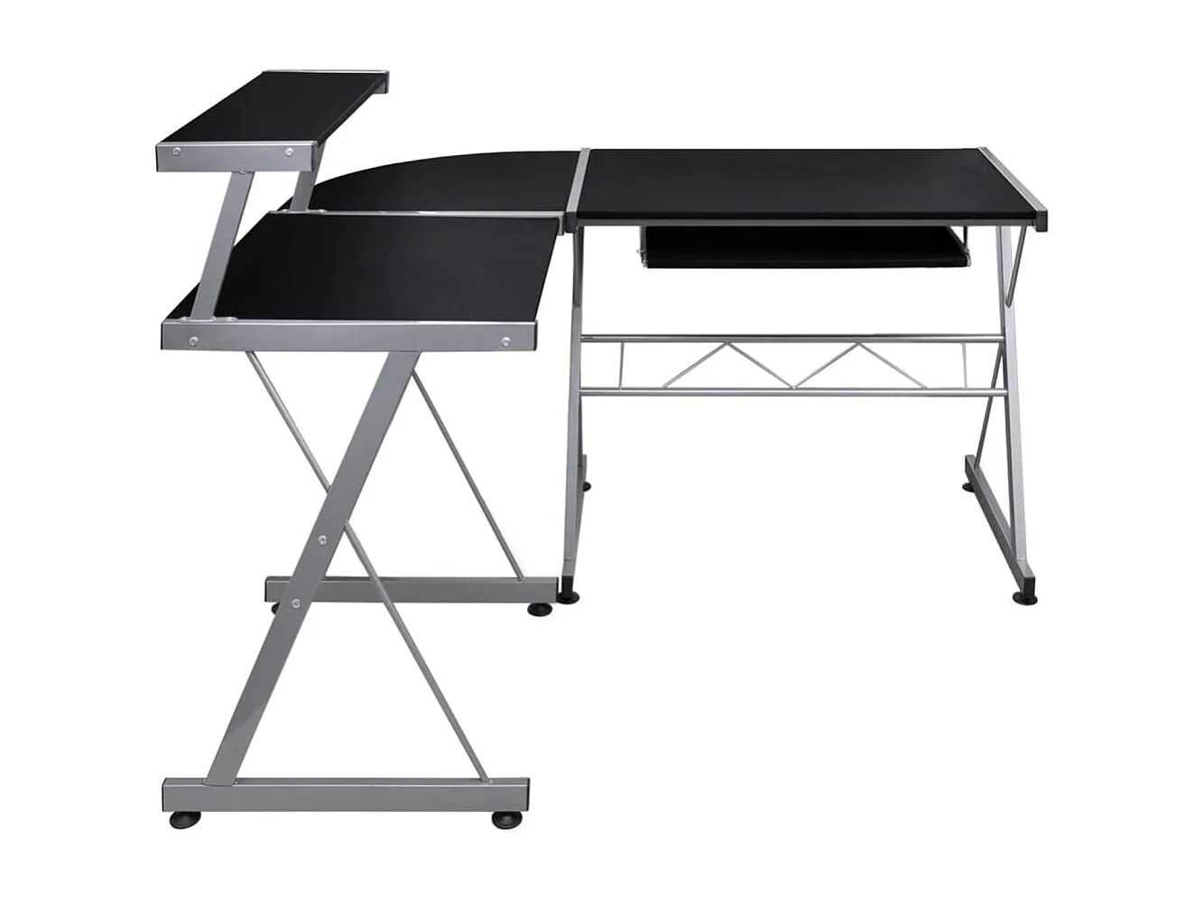 Schwarzer Eck-Computertisch 132 x 112 x 99 cm, Holzwerkstoff