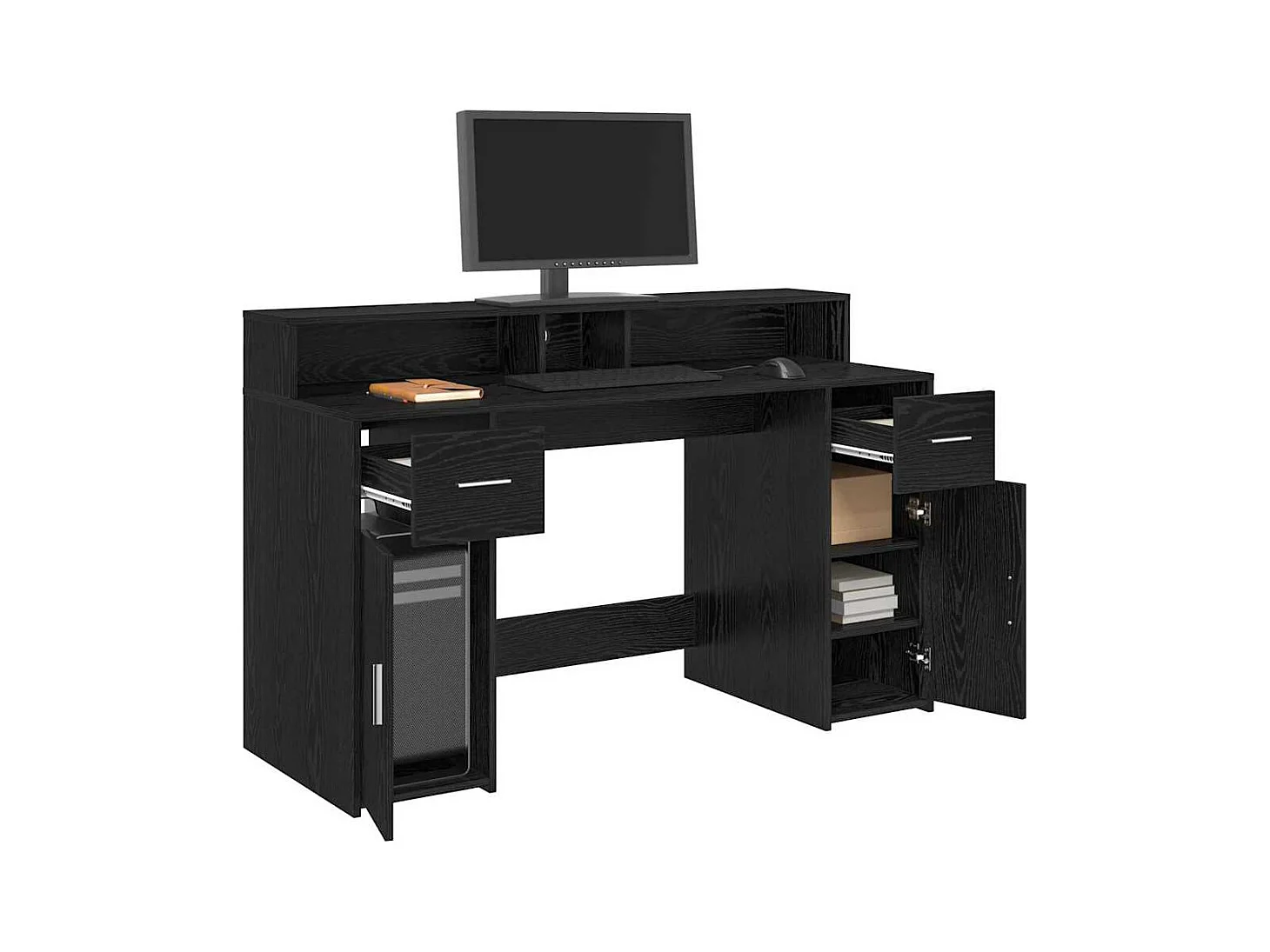 Bureau avec porte Chêne noir 140 x 55 x 91 cm Bois d'ingénierie
