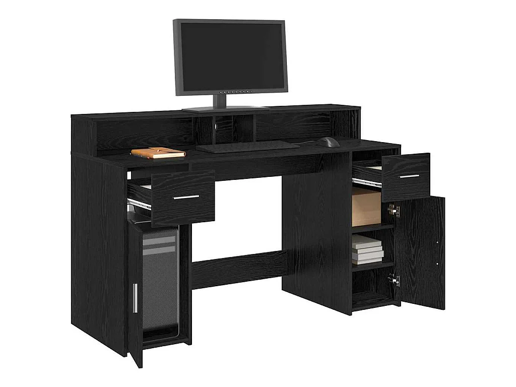 Bureau avec porte Chêne noir 140 x 55 x 91 cm Bois d'ingénierie