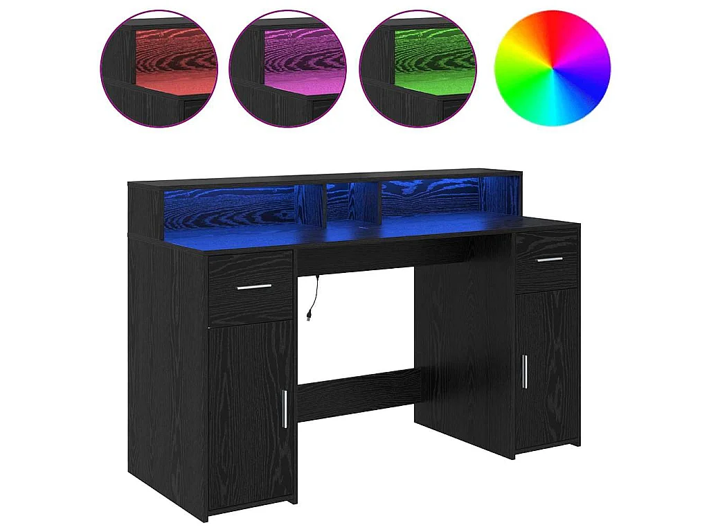 Bureau avec porte Chêne noir 140 x 55 x 91 cm Bois d'ingénierie
